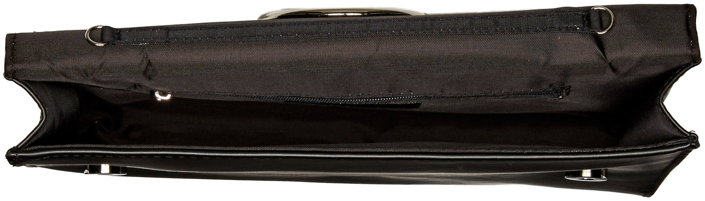 Jessica McClintock womens Nora Solid Large Envelope Clutch with Ring Closure, Black, One Size US