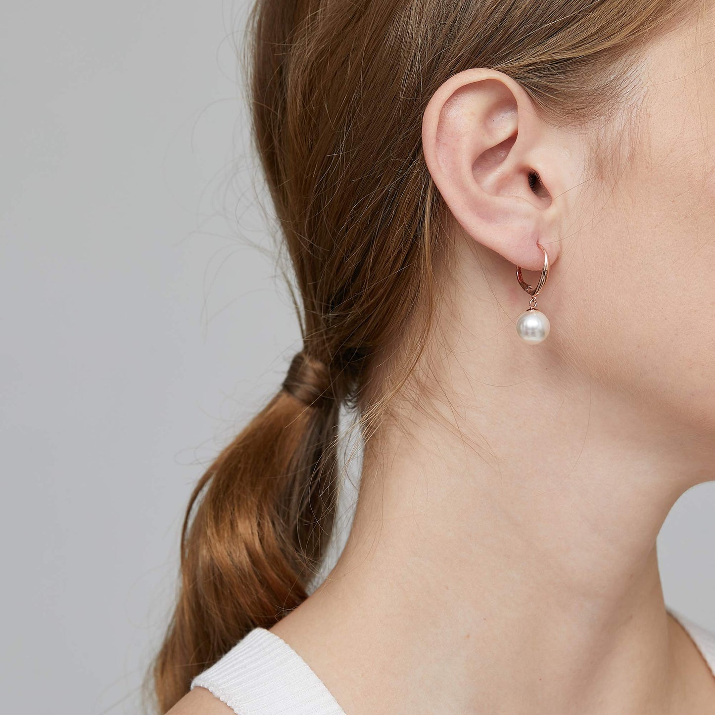 Han han Pearl Dangle Earrings for Women Sterling Silver Pearl Hoop Earrings 10MM