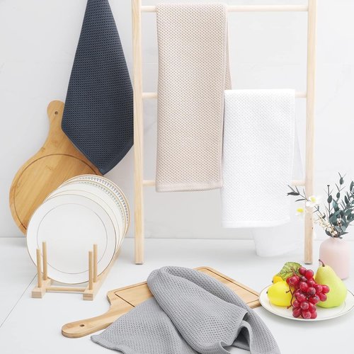Homaxy 100% Cotton Kitchen Dish Towels - Ultra Soft, Absorbent & Quick Drying | 13 x 28 Inches, 4-Pack, White