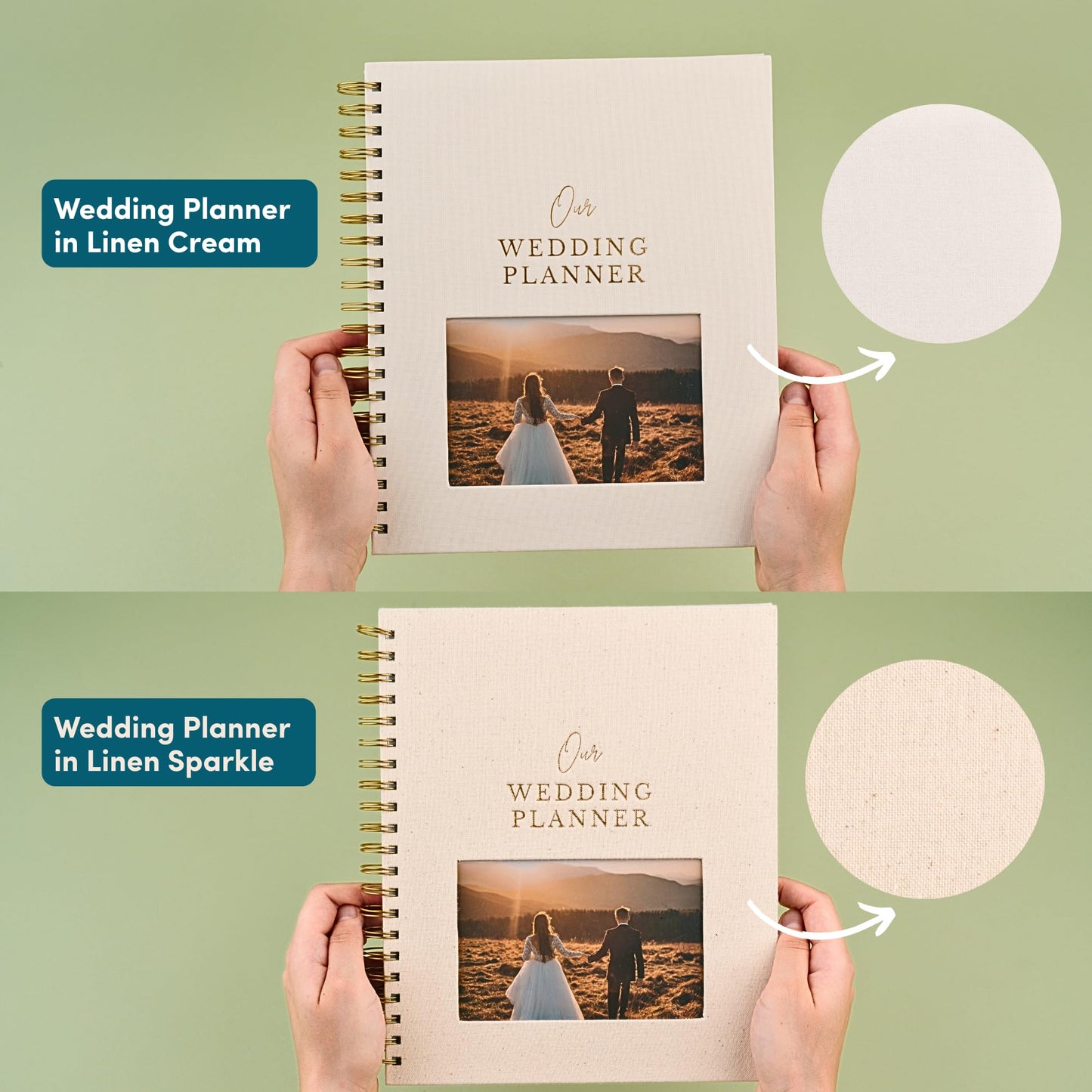 Timeless Premium Linen Wedding Planner Book and Organizer – Wedding Planning Book, Comprehensive Keepsake & Countdown Binder, Perfect Engagement Gift for Women, Customizable Front Photo Window (Cream)