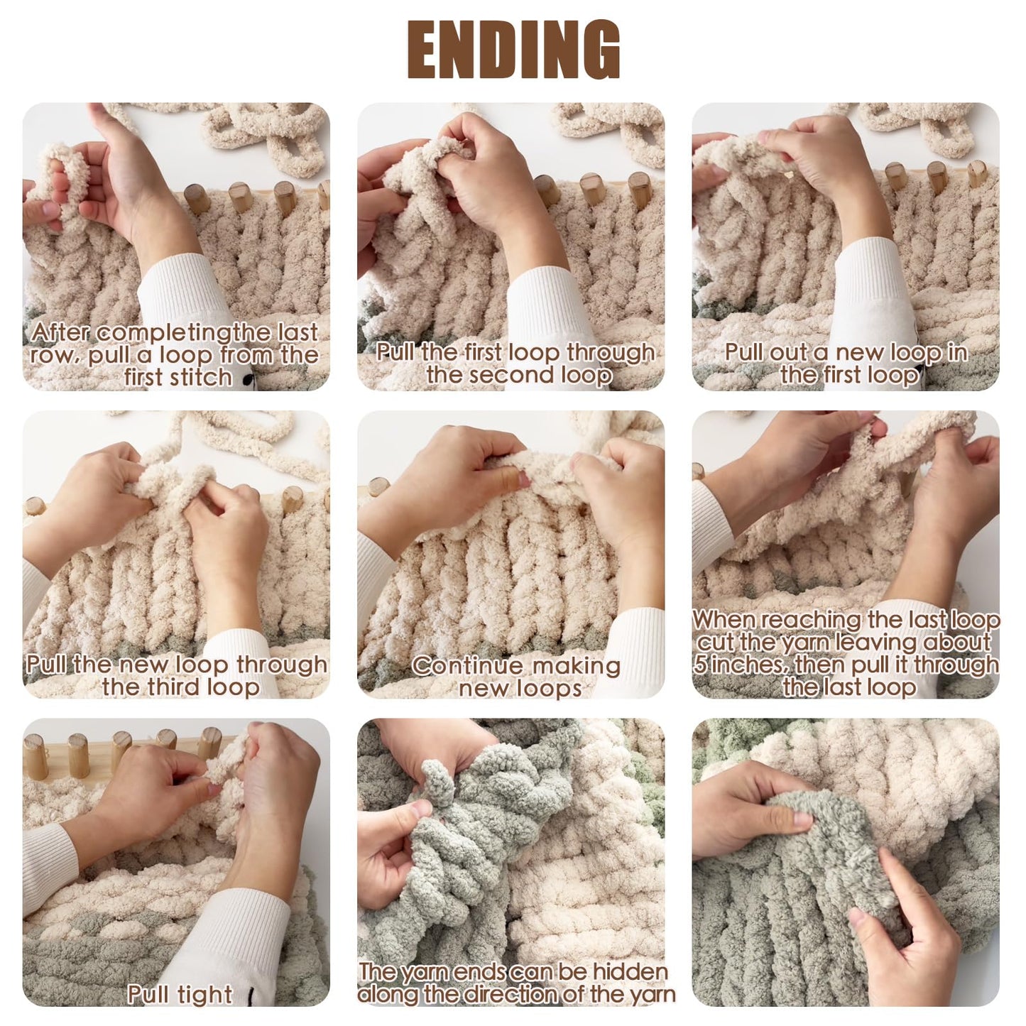 whewinhie Chunky Blanket Loom Wooden Knitting Looms, Extra Large Adjustable Foldable Design, Installation Free Chunky Blanket Making Tool 48 Inch