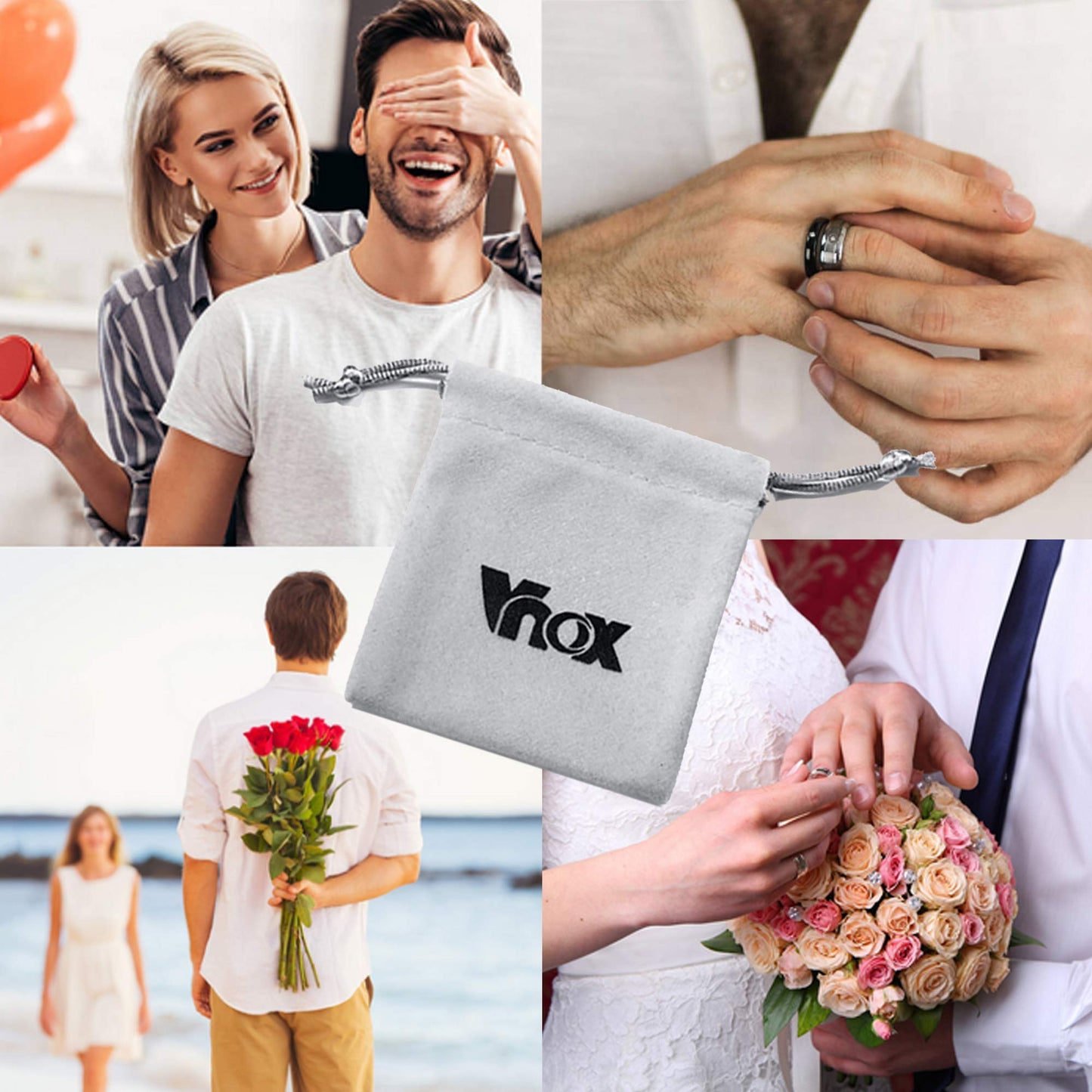 VNOX Mens 8mm Brushed Matte Tungsten Carbide Classical Simple Plain Personalized Custom Name Date Wedding Band Wedding Engagement Ring,Black,Size 11