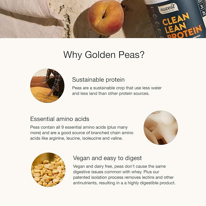 Nuzest - Pea Protein Powder - Clean Lean Protein, Premium Vegan Plant Based Protein Powder, Dairy Free, Gluten Free, GMO Free, Protein Shake, Salted Caramel, 20 Servings, 1.1 lb