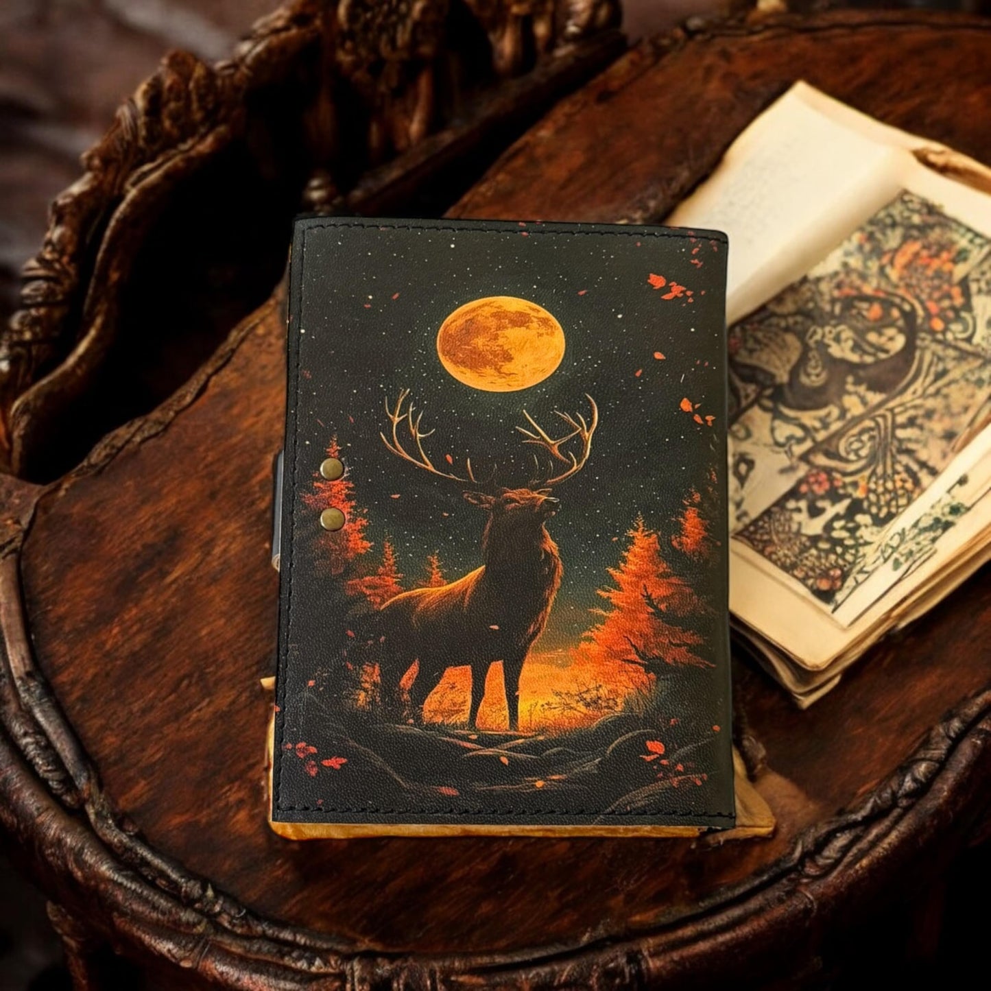 Blank Spell Book Of Shadows Deer hunting antler Grimoire Leather Bound Journal Book of shadows Journal Wiccan Notebook Log book Antique Witchcraft Supplies Daily Journal Adventure Greek Mythology Goddess