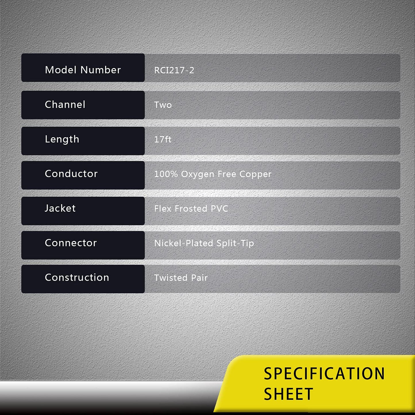 RCI217-2 99.99% 17ft 2-Channel 2 Pack RECOIL Oxygen Free Copper RCA Audio Cable Twisted Pair with Noise Reduction