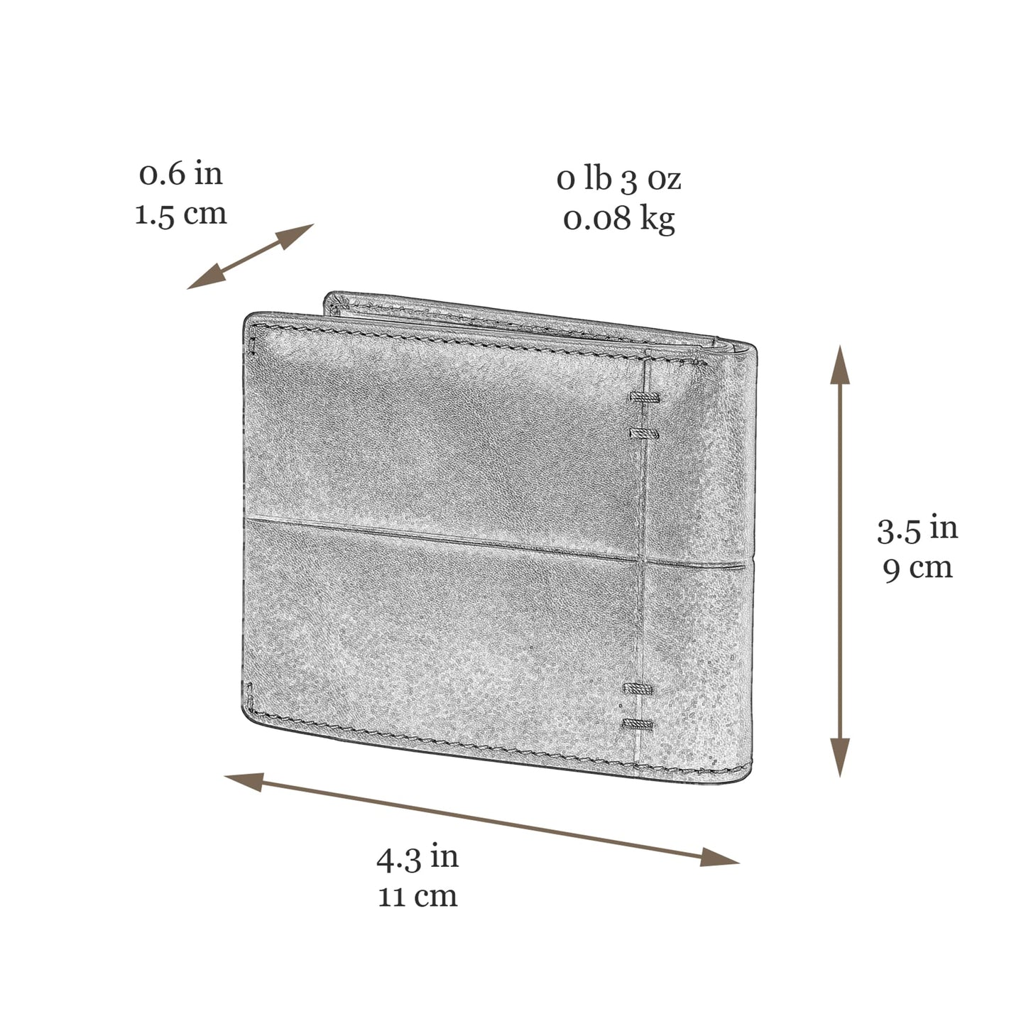 Time Resistance Leather Wallet – Italian Handmade Minimalist Design Wallet - Billfold Credit Card and Cash Holder (Cognac Brown)
