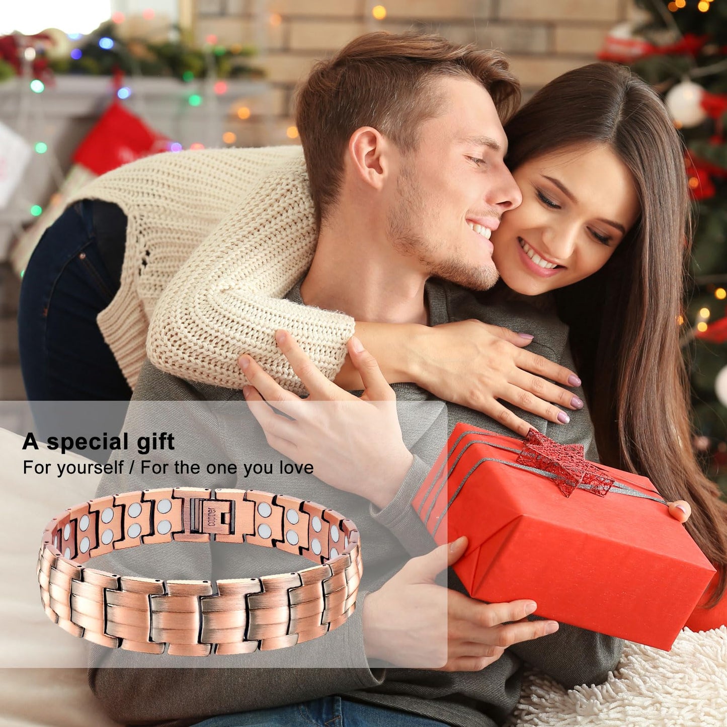 JEROOT Copper Magnetic Bracelets for Men, Pure Titanium Bracelet (3500Gauss Per Magnet), Men's Bracelet Lymphatic Jewelry Gifts