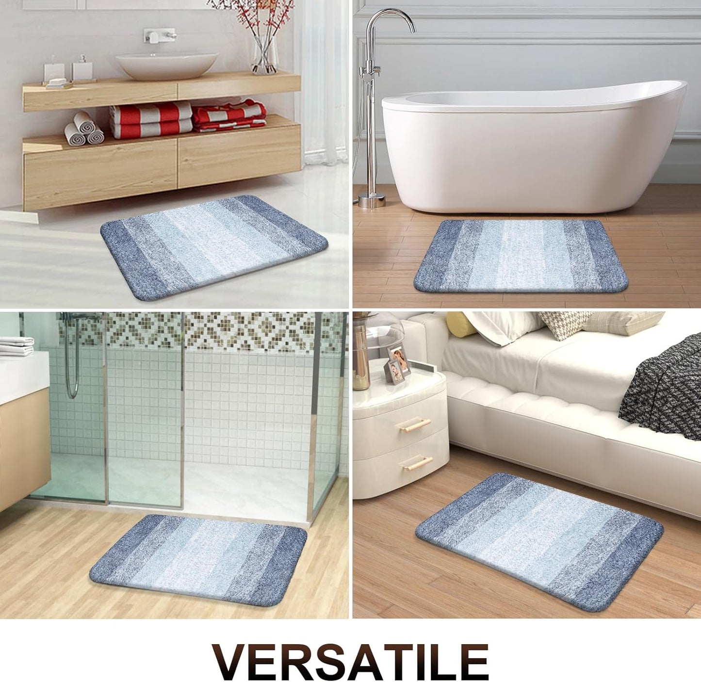 OLANLY Large Bathroom Rugs - Extra Soft Microfiber Mat 40x24 | Quick Dry, Machine Washable, Blue