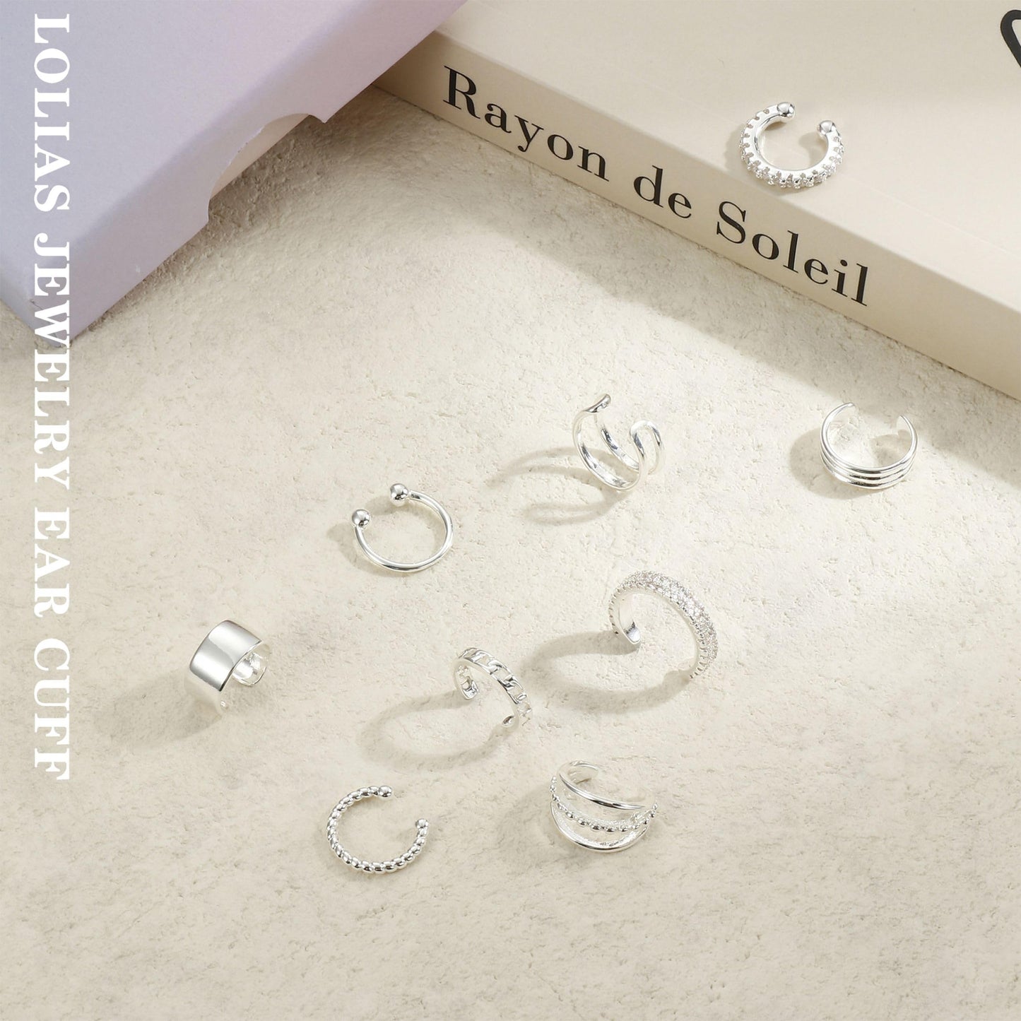 LOLIAS Ear Cuff Earrings for Women Non Piercing Silver Ear Cuffs Silver Plated Ear Cuff for Non Pierced Ears Clip on Cartilage Earring Fake Earrings