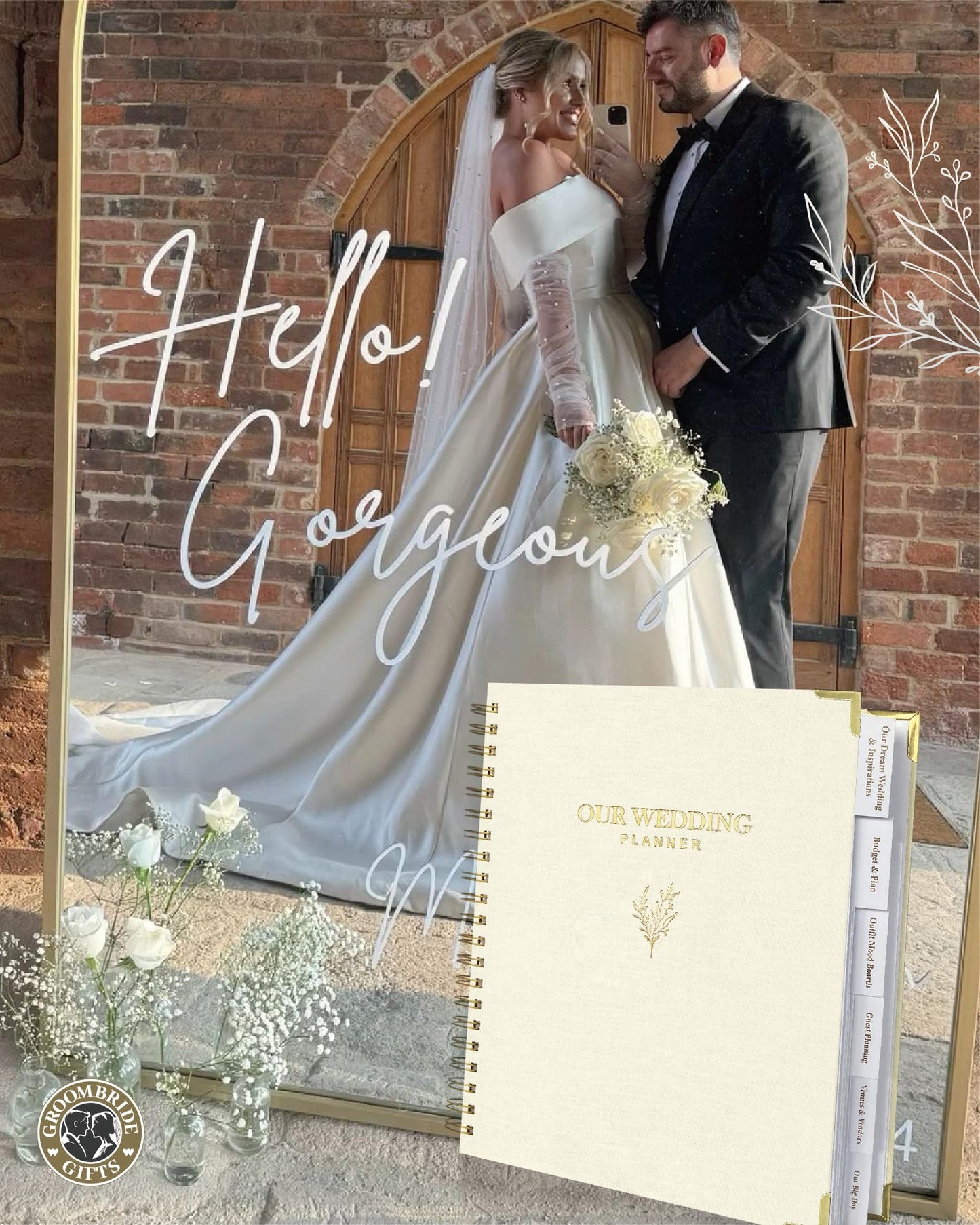 GroomBrideGifts Wedding Planner Book and Organizer, Engagement Gifts for Couples, Bride to Be Gifts, Wedding Planning Binder with Checklists, Pockets & Calendars