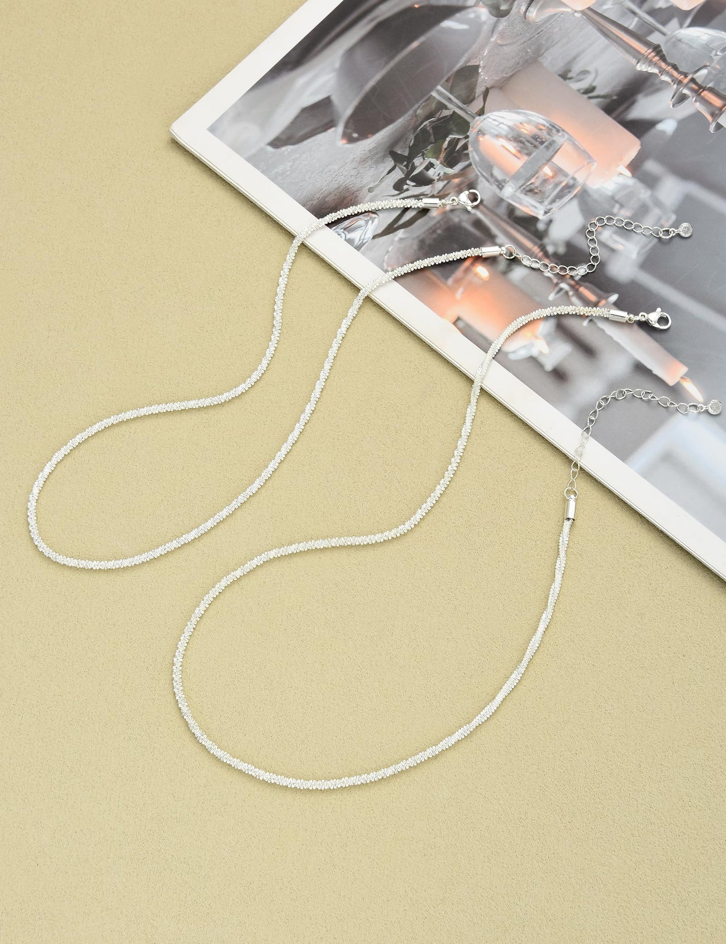 YEEZII Layered Gold Necklaces for Women Trendy, 3 Pcs 14K Gold Plated Choker Paperclip Box Chain Necklace, Stackable Women's Gold Pendant Necklaces Jewelry Set (Silver-B)