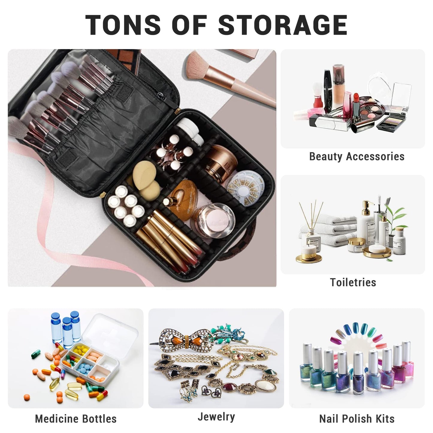 WIRIBEY Large Cosmetic Bag, Portable Makeup Bag with Adjustable Partition, Cosmetic Bags for Women Toiletry Travel Organizer Portable Make Up Bags for Christmas Birthday Gifts