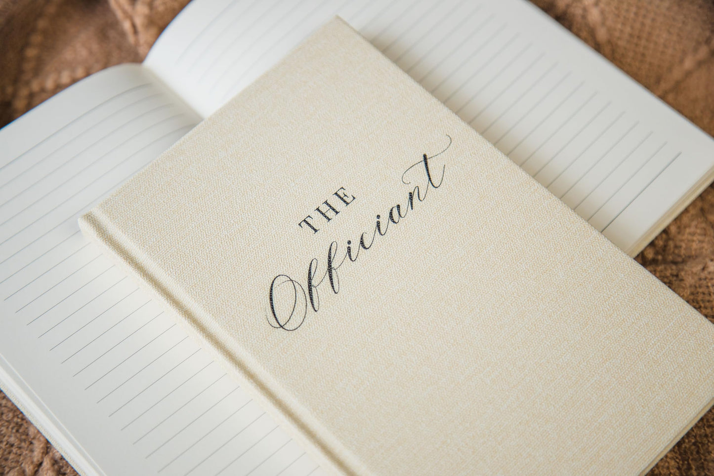 Wedding Officiant Book - Modern Cream Canvas Linen Printed Hardcover Notebook Journal Gift for Pastor Ministers Sermon Wedding Ceremony, 32 Pages, 140gsm Thick Lined Paper, 5.25 x 8.25" (Design 8)