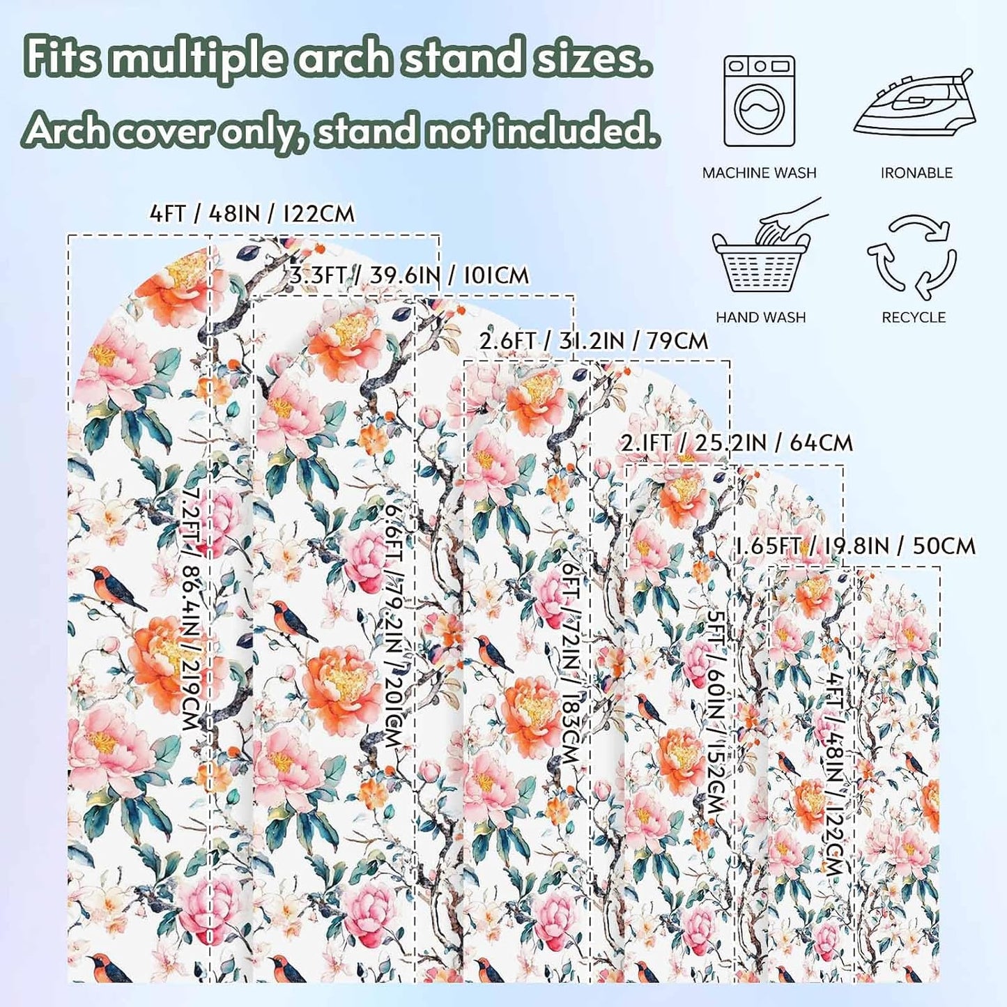 Jnbasdffb 6.6 Floral Blossom Wedding Arch Cover,Stretchy Spandex Arch Backdrop Stand Covers FT,Farmhouse Oil Painting