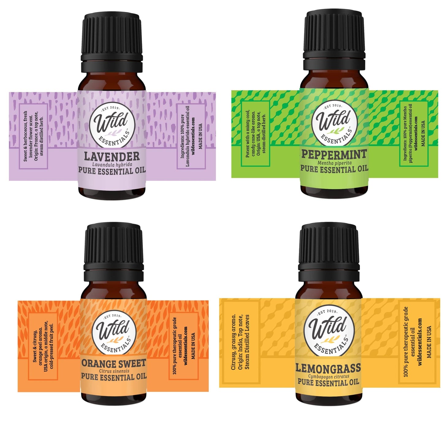 Wild Essentials Greek Key Necklace Essential Oil Diffuser Kit with Lavender, Lemongrass, Peppermint, Orange Oils, 12 Refill Pads, Calming Aromatherapy Gift Set, Customizable Color Changing, Perfume
