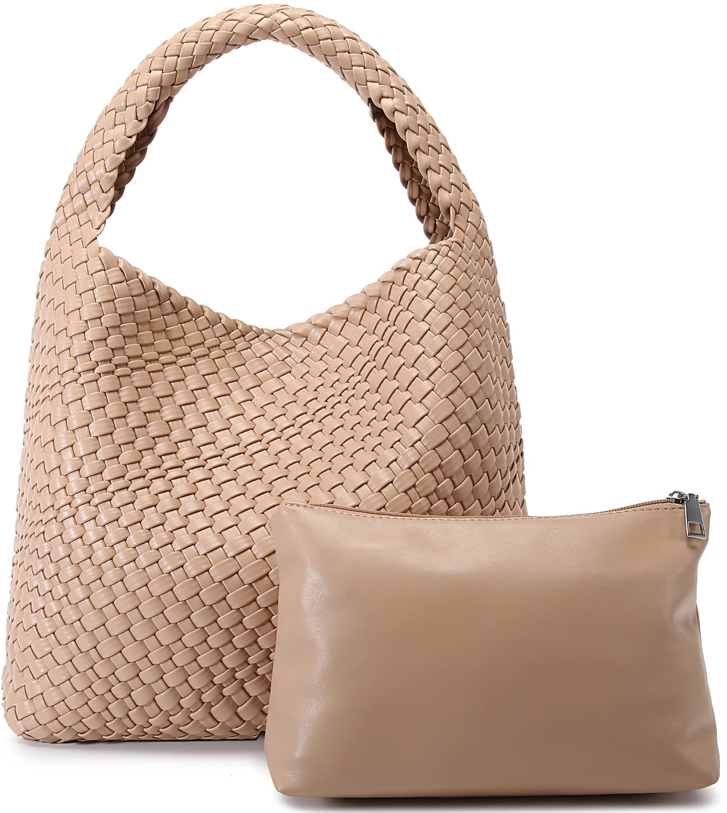 Queenoris Fashion Hobo Bags for Women Top-handle Shoulder Bag Vegan Leather Purses Soft Summer Tote Bag (Apricot, Medium)
