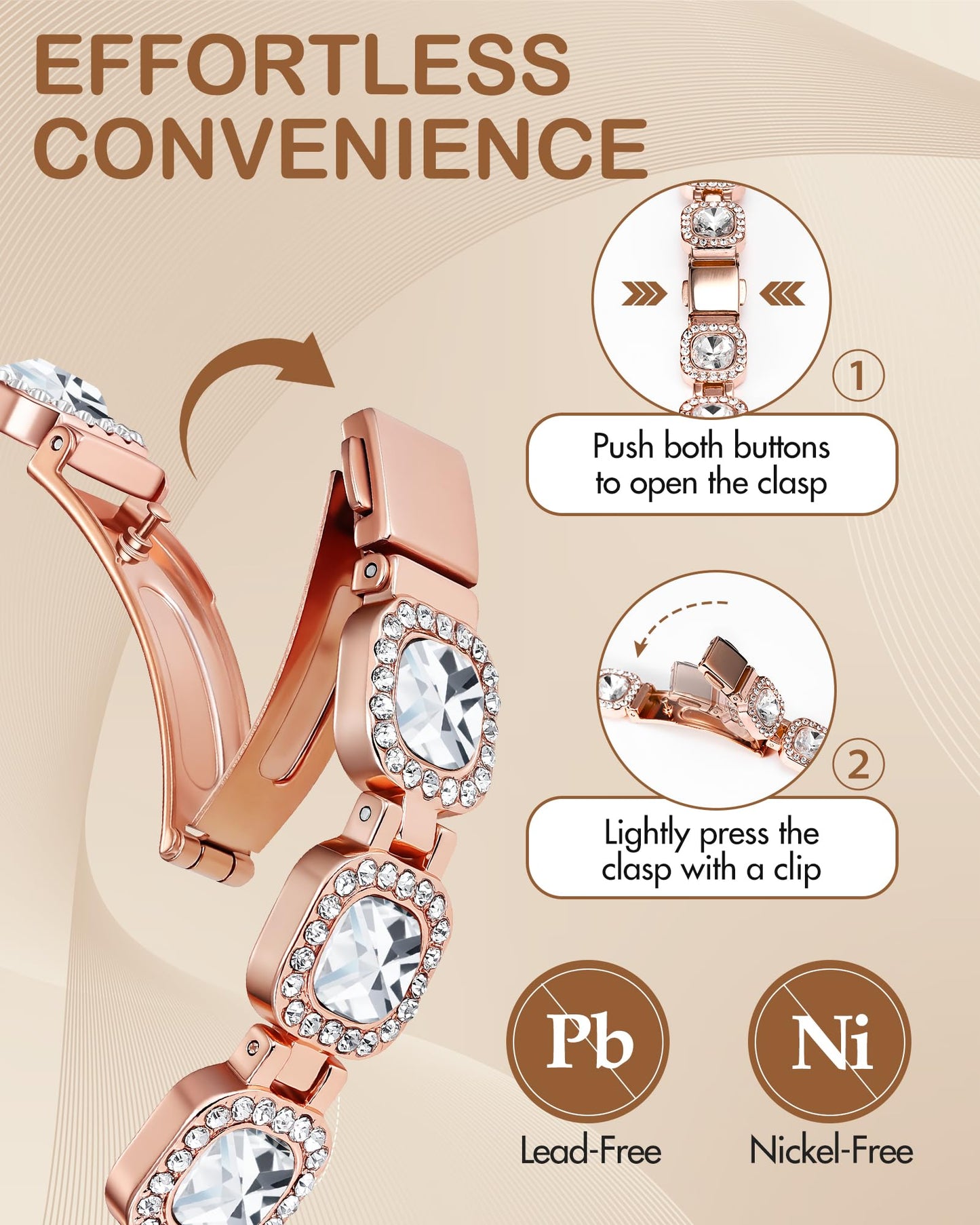 Feraco Copper Bracelets for Women, 4X Ultra Strength Magnetic Bracelet with 3800 Gauss Neodymium Magnets & Sparkling Austrian Cut Crystals, Adjustable Pure Copper Jewelry Gift (Rose Gold)