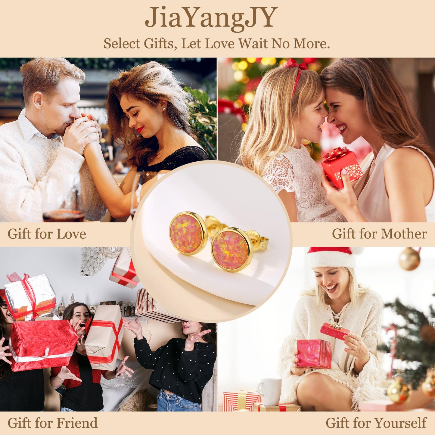 JiayangJY Silver Red Fire Opal Stud Earrings for Women 18K Yellow Gold Plated Sterling Silver Round Shape 7mm Opal Earrings with Push Back