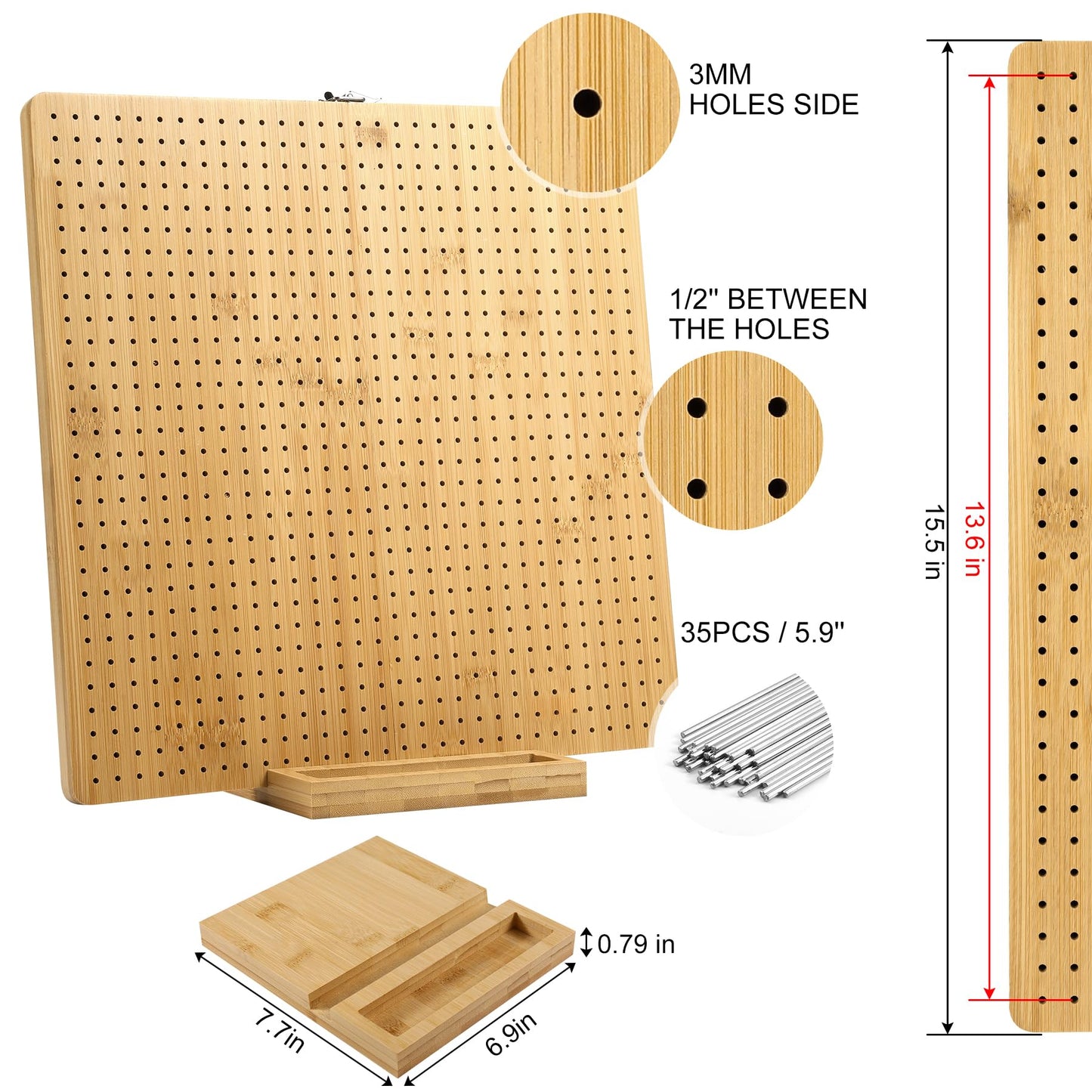 Aulin 15.5"" x 15.5"" Foldable Crochet Blocking Board with Pegs | 35 Stainless Steel Rod Pins - Upgrade Large Blocking Boards for Crochet Projects, Gifts for Crocheters, Mothers, Grandmothers