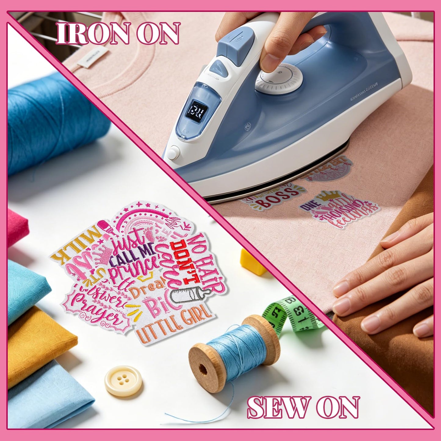 RF-Patch 30PCS Iron on Patches, Polyester Embroidered Appliques, Iron on or Sew on, Machine Washable, Great for Clothes, Dress, Hat, Socks, Jeans