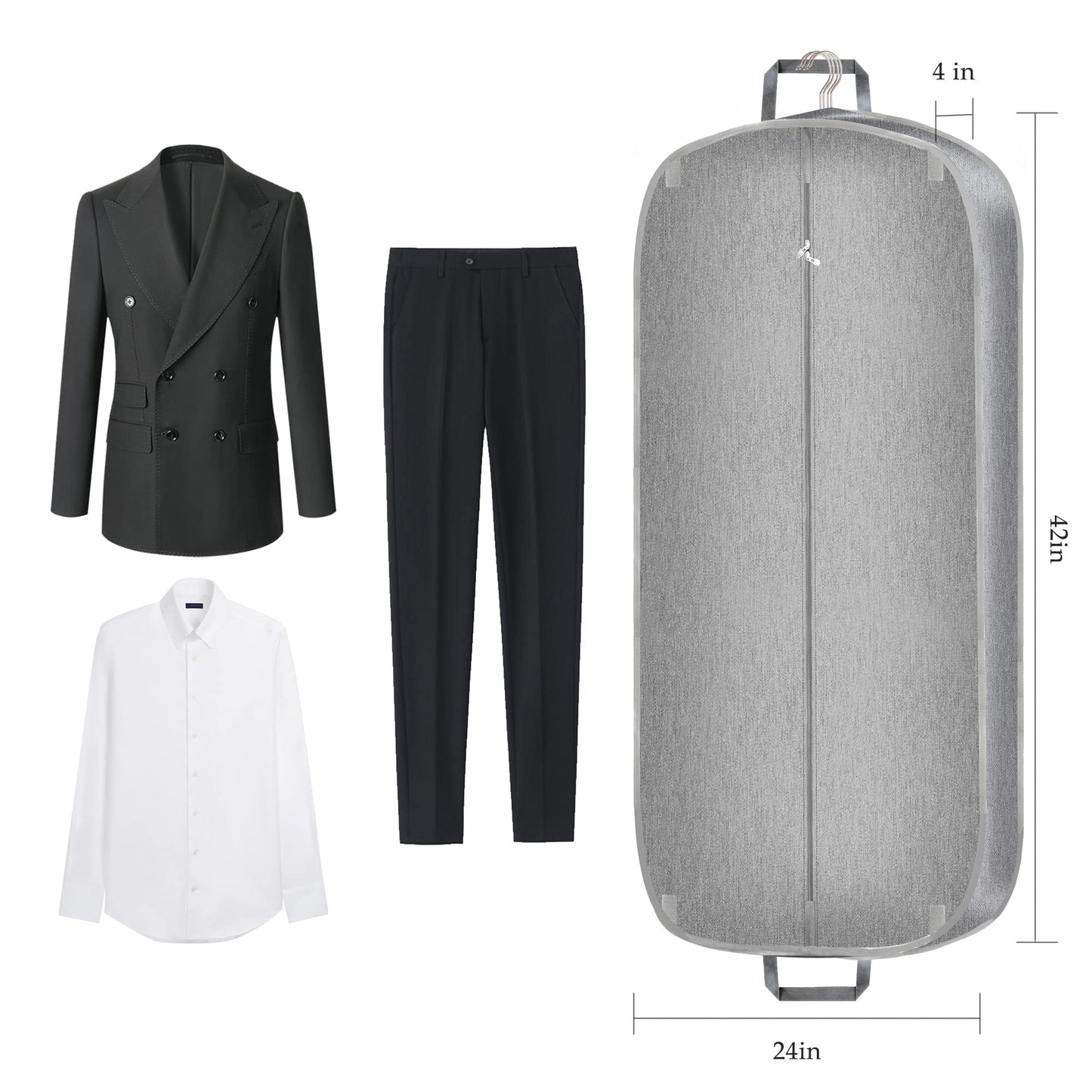 Limoomil Heavy Duty Waterproof Garment Bag for Travel, Tear Resistance Suit Bag for Men Travel for Suits, Tuxedos, Coats, Uniform. Grey, 42 inch…