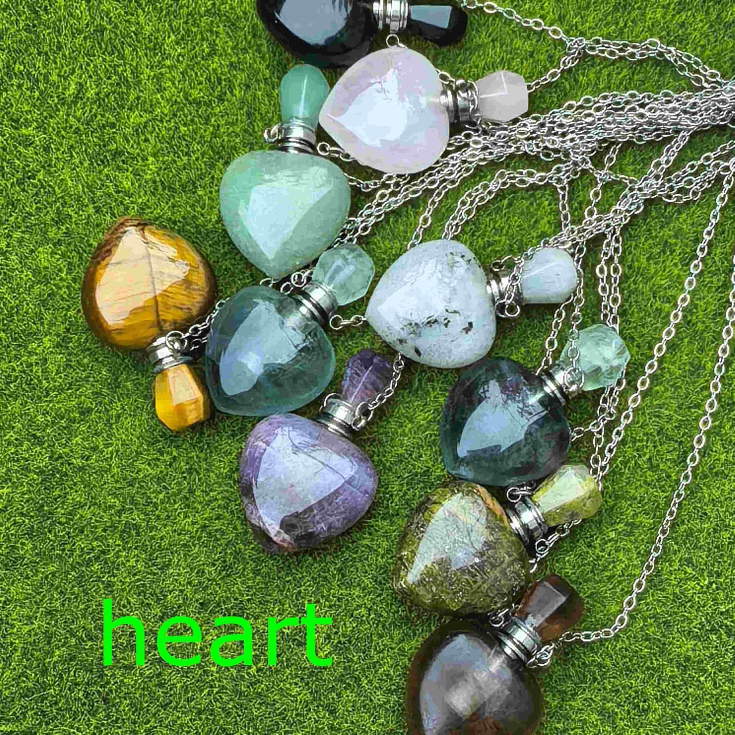 Crystal Quartz Perfume Bottle Pendant Necklace, Essential Oil Diffuser Vial jewelry, Reiki Healing Crystal accessories Gift for Women (golden chain/cusp,tiger's-eye)