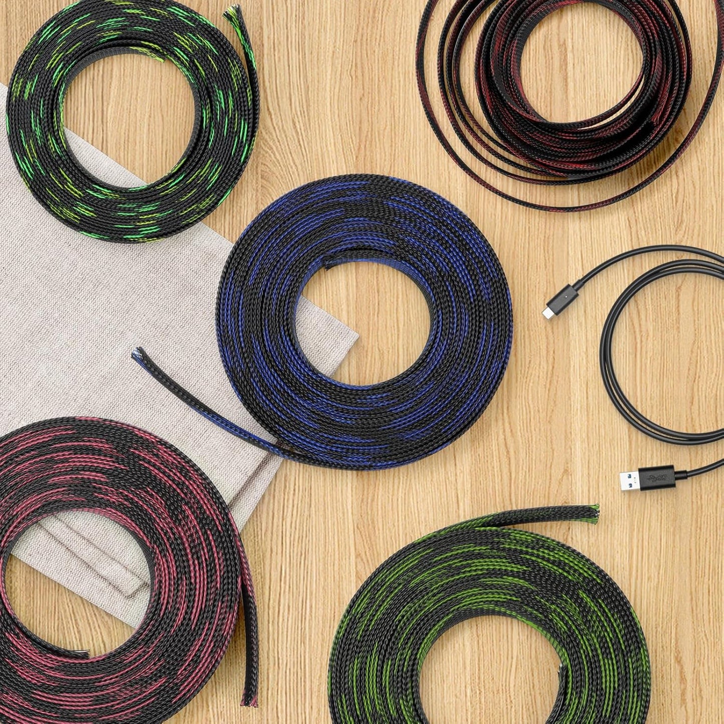 YOUBO 33ft 8mm (5/16")) Braided Cable Sleeve, Expandable Wire Loom for Automotive Wiring Harness & PC Case, Pet-Proof
