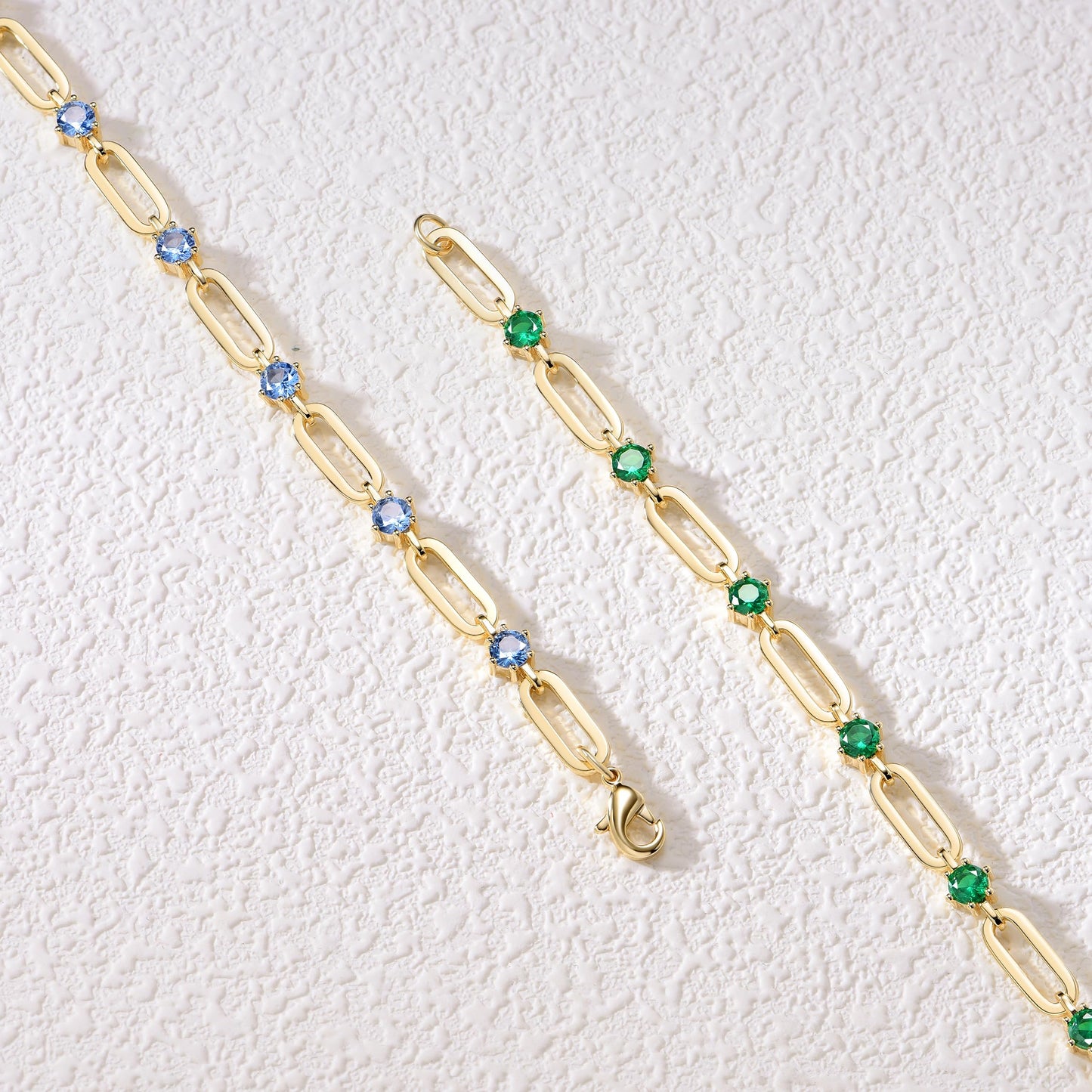 shinelab Paperclip Sapphire Bracelet for Women Couple Bracelets with CZ Chain Strand Jewelry for Men_7inches
