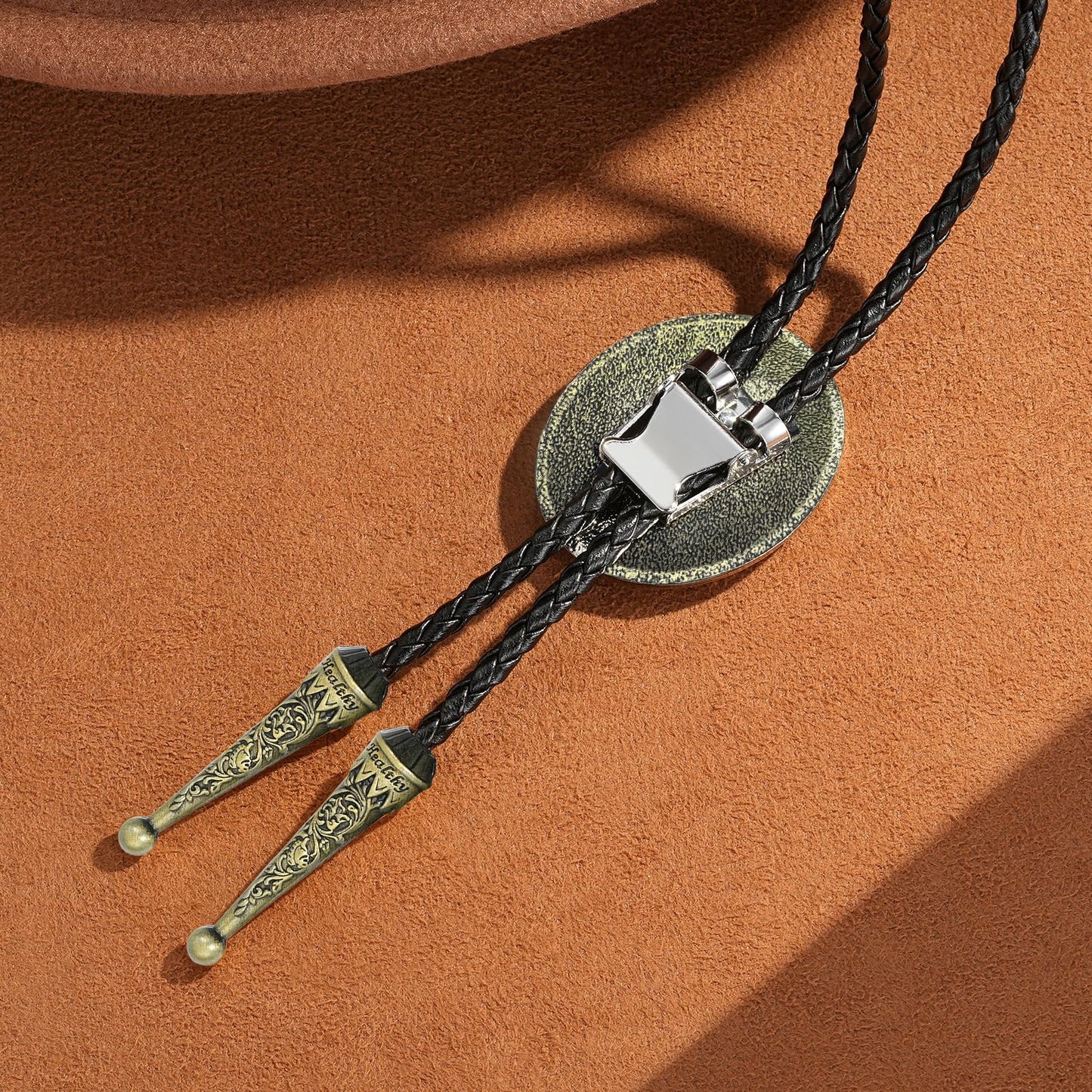 Sintcach Bolo Tie for Men Women, Western Cowboy Initial Letter Bolo Ties, Vintage Leather Necktie Western Accessories Cowboy Gifts, W