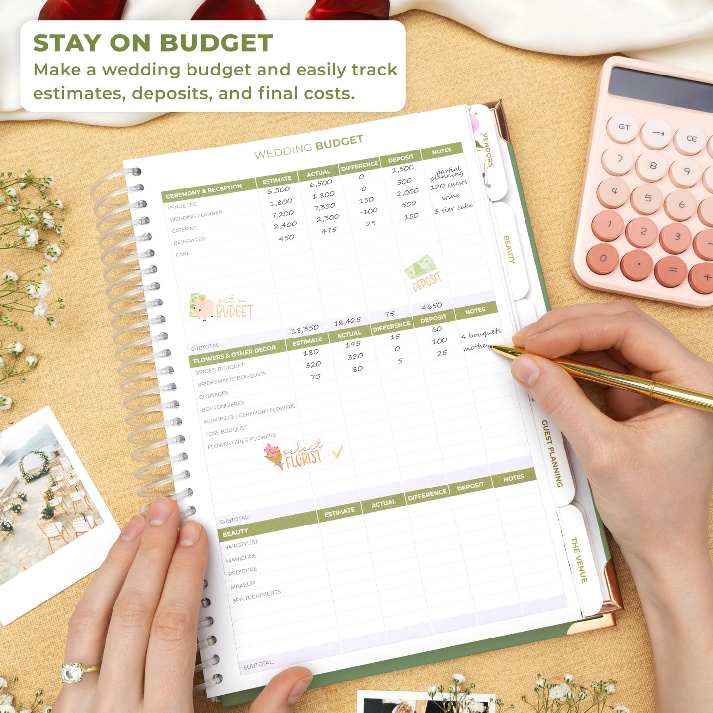 Clever Fox Wedding Planner Book and Organizer – Guided Wedding Planning Journal & Bridal Notebook with Tips & Checklists – Engagement Gifts for Bride or Engaged Couple (Green, White Foil)
