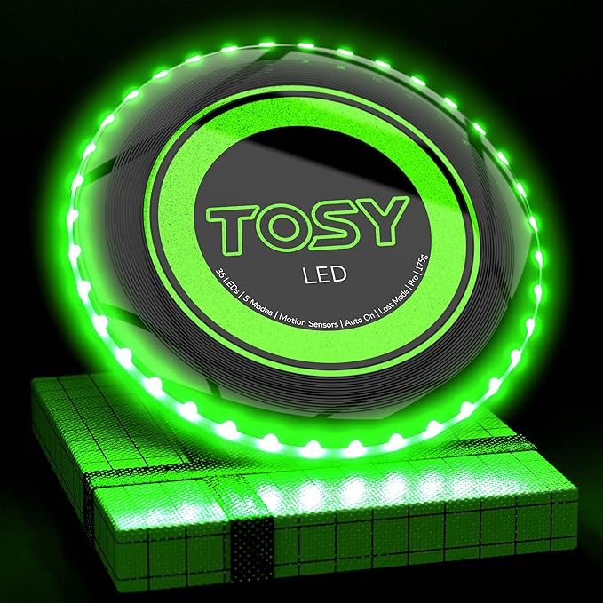 TOSY Bundle of 3-2X Blue + Green - Flying Disc 36 LEDs, Super Bright, Smart Modes, Auto Light Up, Rechargeable, Cool Fun Christmas, Birthday & Camping Gift for Men/Boys/Teens/Kids, 175g Frisbee