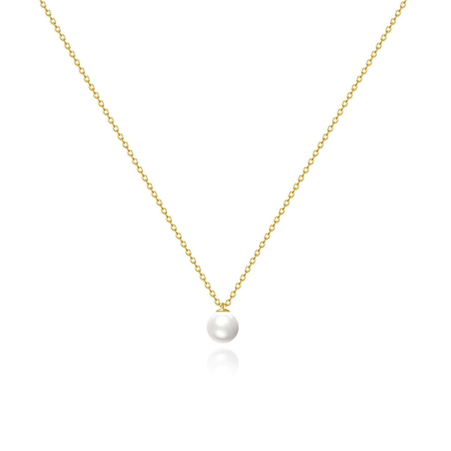 Zeffy Dainty Single Pearl Necklace Simple Pearls Pendant Choker for Women Trendy Gold Necklace Jewelry Gifts