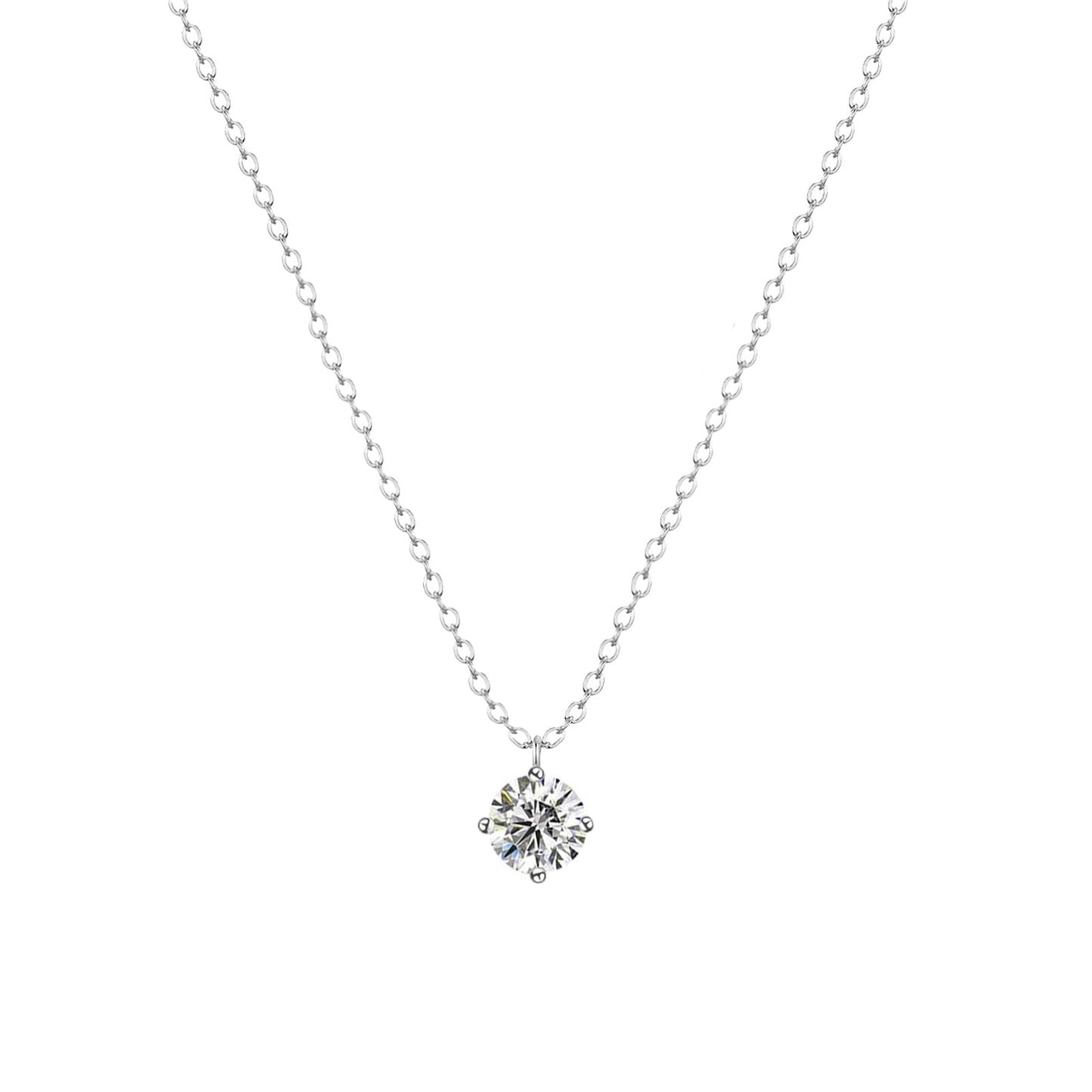 Zeffy Silver Diamond Necklaces for Women, Dainty Pendant Necklace Simple Silver CZ Diamond Necklaces for Women Trendy Silver Necklace Gifts Prom Jewelry
