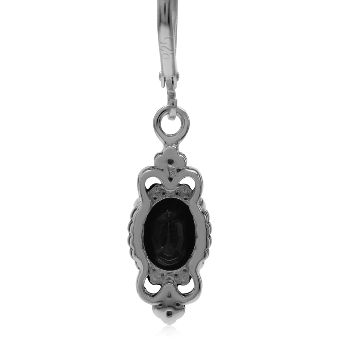 Silvershake Natural Black Onyx 925 Sterling Silver Balinese Style Leverback Earrings