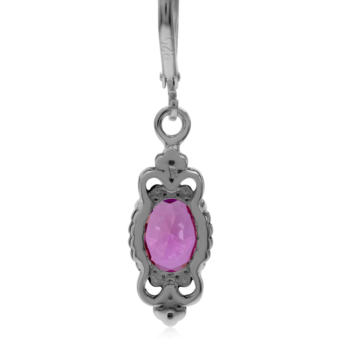 Silvershake 2.8 Ctw Created Pink Tourmaline Gemstone 925 Sterling Silver Balinese Leverback Earrings Jewelry for Women