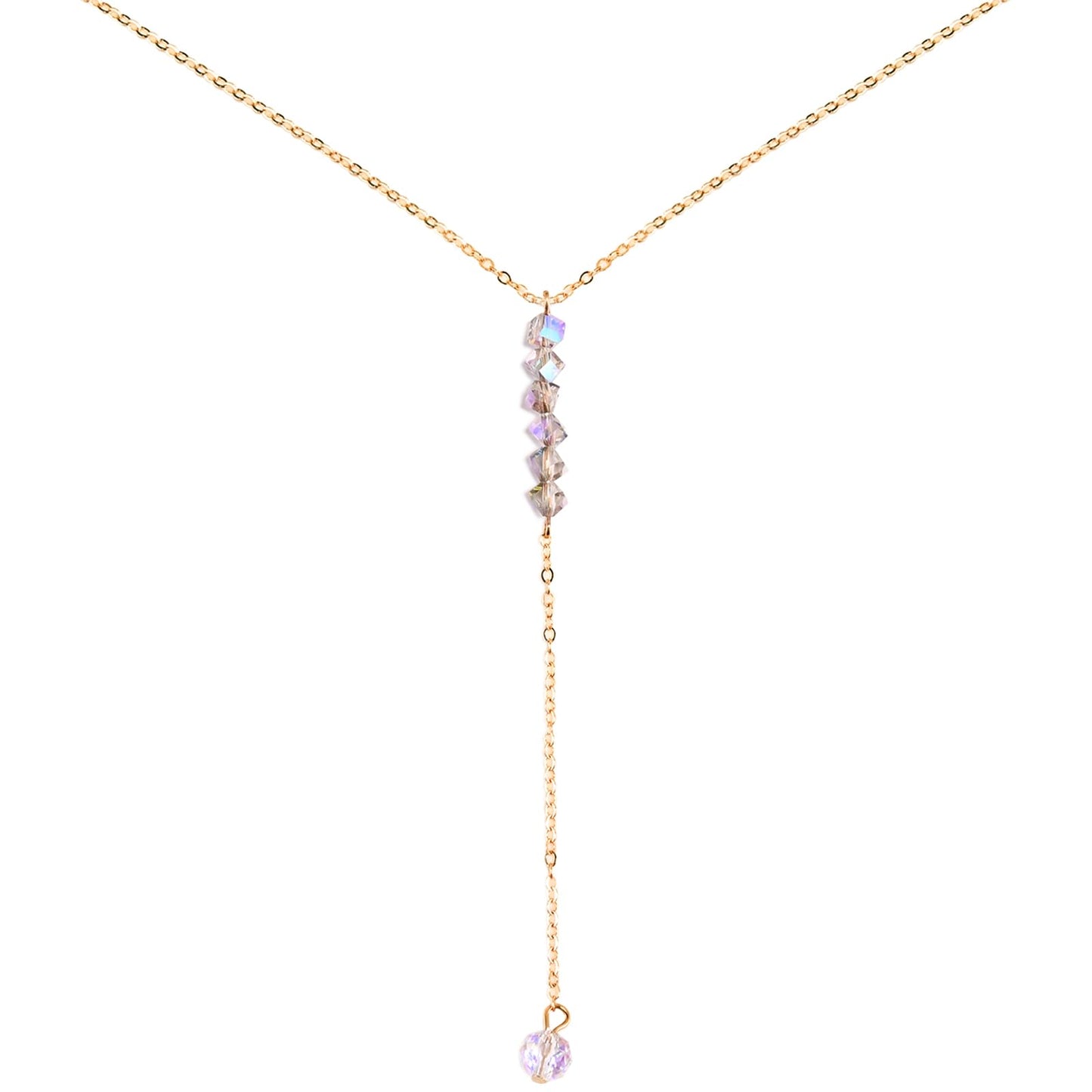 ENGCKSHI Necklace for Women, Dainty Long 14K Gold Y-Shaped Necklace Jewelry Trendy Beaded Layered Chain Drop Necklaces Jewelry Women Gifts