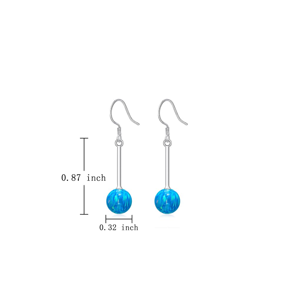 Blue Opal Earrings for Women 925 Sterling Silver Elegant Dangle Drop Earrings Opal Jewelry Gifts for Women
