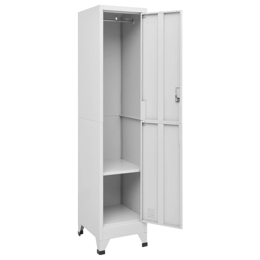Metal Locker,Lockable Industrial Metal Locker Cabinet 38x45x180 cm - Durable Storage Organizer with Shelves & Hanging Bar, Grey Finish for Office, Garage & Gym, Secure & Stylish