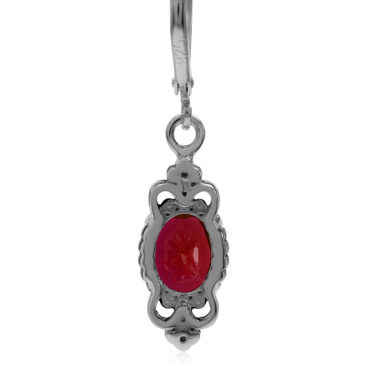 Silvershake 2.7 Ctw Simulated Red Ruby Gemstone 925 Sterling Silver Balinese Leverback Earrings Jewelry for Women