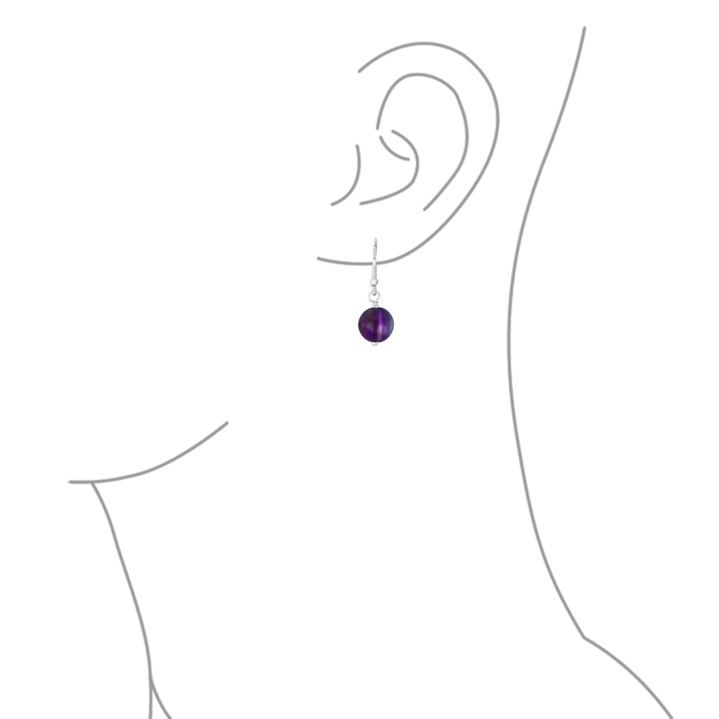 Bling Jewelry Timeless .925 Sterling Silver Blue Green Amazonite & Light Purple Amethyst Bead 8mm Ball Drop Earrings Fish Hook Genuine Gemstone (Set of 2)