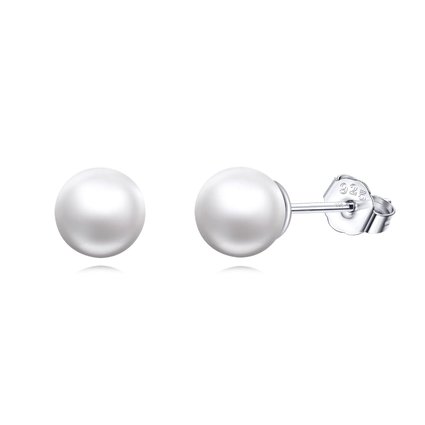 POPLYKE Sterling Silver Real Freshwater Cultured Pearl Stud Earrings for Women Pearl Earrings Wedding Bridesmaids Anniversary（White Gold）