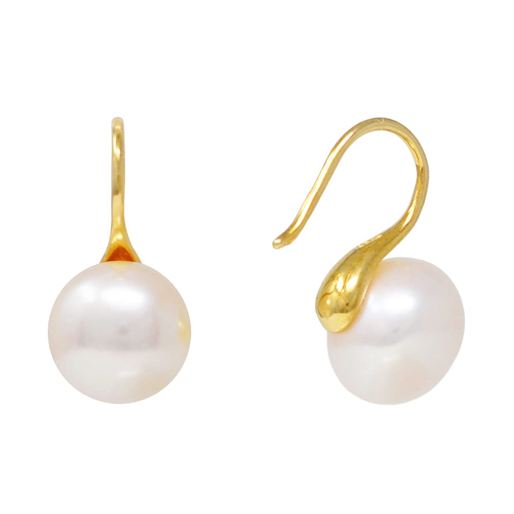 Alevel 10-11mm Freshwater Cultured Pearl, 14K Gold Plated 925 Sterling Silver Dangle Hook Earrings, Women Gifts