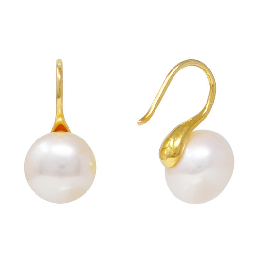 Alevel 10-11mm Freshwater Cultured Pearl, 14K Gold Plated 925 Sterling Silver Dangle Hook Earrings, Women Gifts