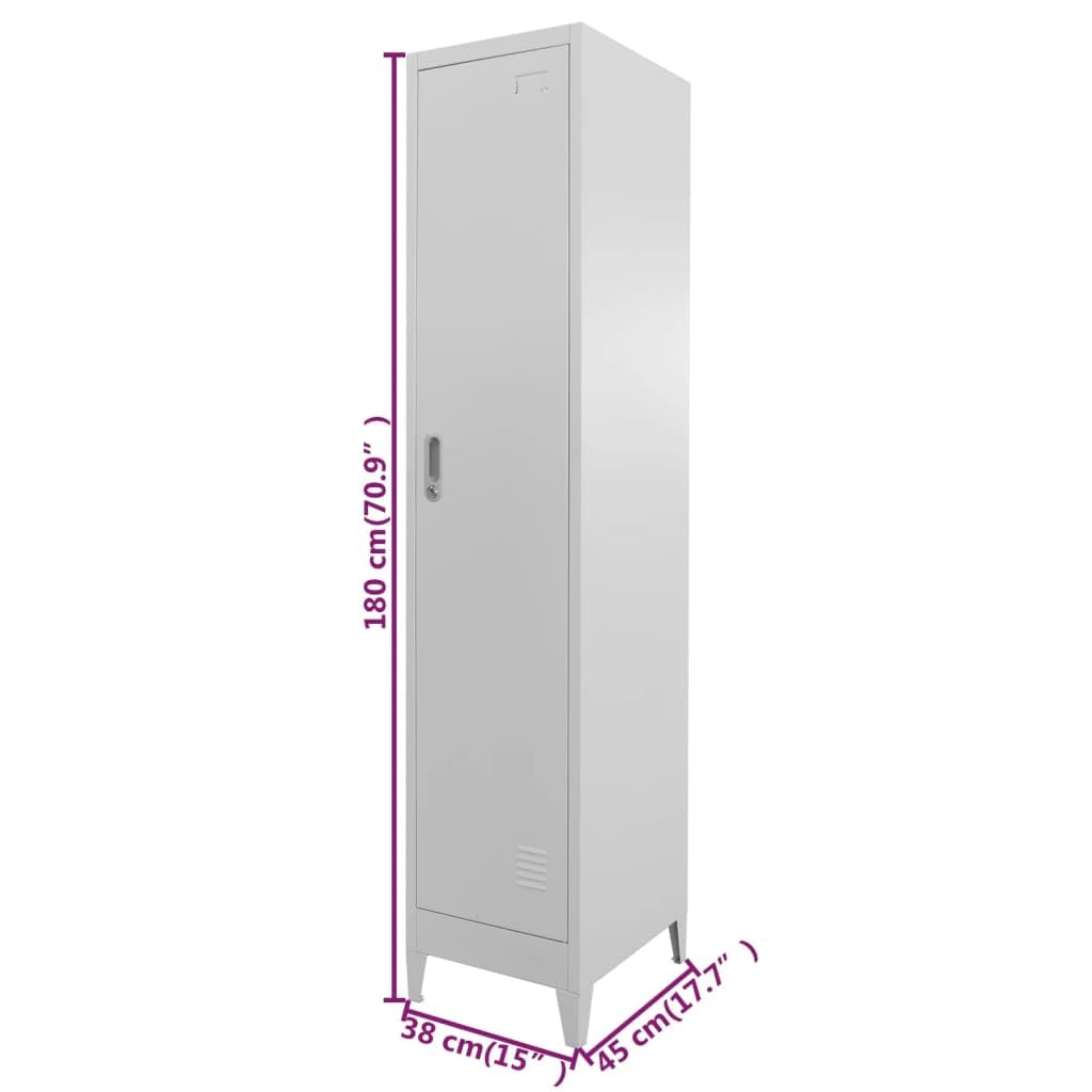Metal Locker,Large Steel Locker Cabinet 38x45x180 cm, Lockable Door, Spacious Storage with Shelf & Hanging Bar, Ideal for Sports & Company Changing Rooms, Name Card Holder Included