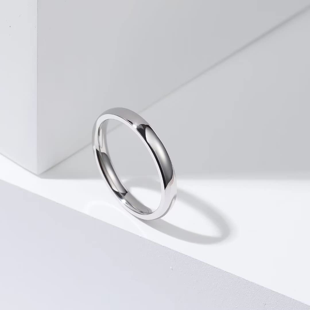 King Will 316L Stainless Steel Wedding Band for Men Women-3mm Width Sliver Plated Wedding Ring Domed Style High Polished with Laser I Love You Comfort Fit Size 11