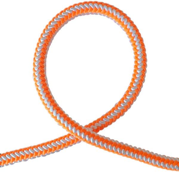 Pelican Rope 16-Strand 1/2 in (12.7 mm) Arborist-16™ Rope - 7000 lbs MBS - Static Climbing Rope - Rescue Operations - High Visibility - 120 ft - Sewn Eye - Orange/White - Made in The USA