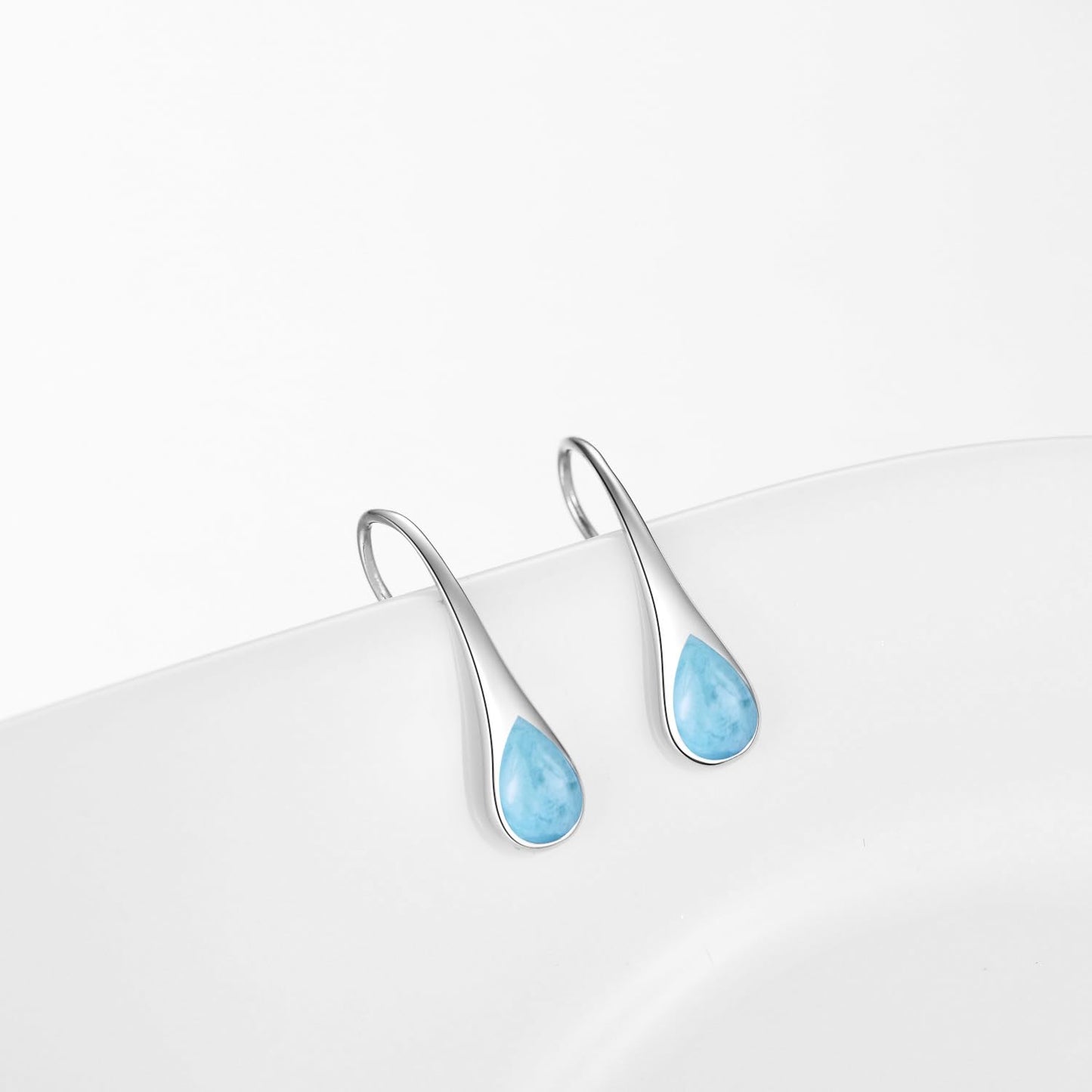 925 Sterling Silver Larimar Teardrop Earrings, Hypoallergenic Pear-Shaped Dangle Drop Earrings for Women