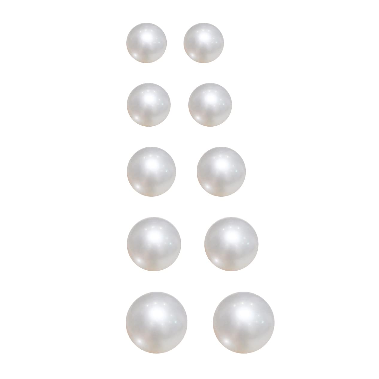 Alevel 4-8mm Freshwater Cultured White Pearl, 925 Sterling Silver Stud Earrings 5 Sets, Women Gifts