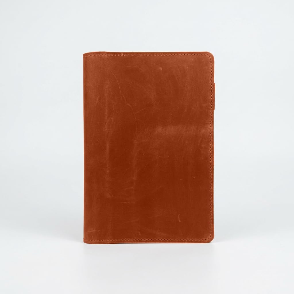 TORAKIP Leather Notebook Cover A5 – Refillable Journal Cover with Card Pockets & Pen Holder, Fits 5.8" x 8.3" Notebooks, Leather Planner Organizer for Work & Travel (Paper Not Included), Warm Brown