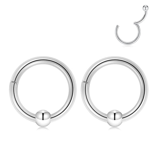 GAGABODY 16G Captive Bead Septum Jewelry Silver Daith Earrings Surgical Steel Helix Earring Body Jewelry for Women Piercings 8mm Conch Piercing